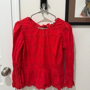 Madewell Red Eyelet Blouse